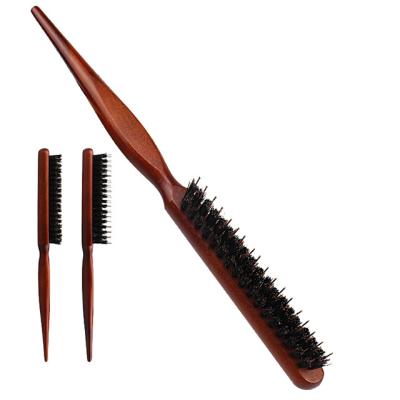 China High Quality Wooden Handle Boar Hair Bristle Comb Dish Comb Hairdressing Brush Hairdresser Wooden Fluffy Hair Styling Tool for sale