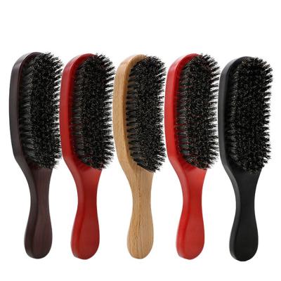 China Wholesale Custom Wooden100% Round Boar Bristle Mens 360 Wave Brush Curved Beard Hair Brush for sale