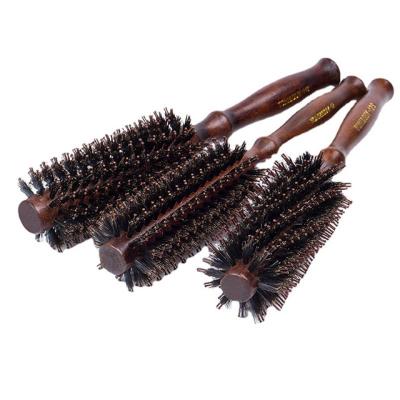 China Wholesale Wooden Handle Round Round Bun Comb Rat-tail Shaped Straight Hair Curly Hair Bun Brush for sale