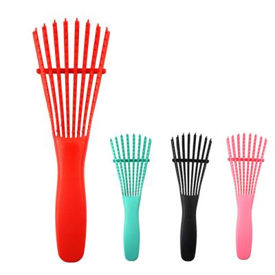 China Custom Wholesale Home Logo Eight Rows Detangling Massage Hair Brush For Curly Hair Brush Plastic Hair Comb for sale