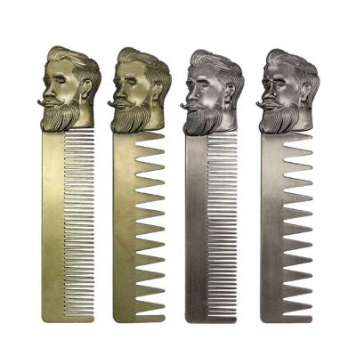 China Salon Hot Sale Stainless Steel Wide Tooth Mustache Trimming Beard Combs For Men's Beard for sale