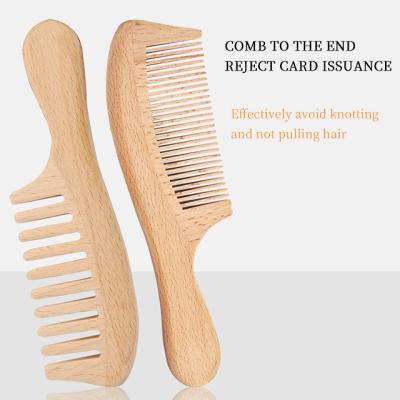 China For Home Use High Quality 100% Natural Anti-static Handle Wooden Wide Tooth Comb Hair Brush for sale