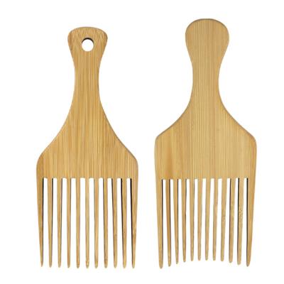 China Homemade Custom Wholesale Wooden Afro Comb Hair Picking Fork Bamboo Comb For Men And Women for sale