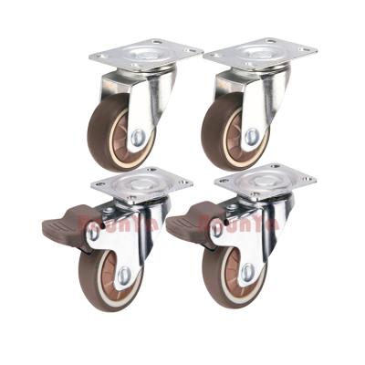 China 4 Pack Office Chair Caster Wheels DIY Furniture Swivel Flat Surface Brake Casters On TPR Wheels For Furniture 1 Inch for sale