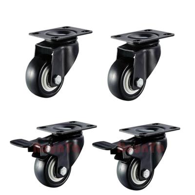 China For Small Equipment And Small Space Furniture For Small Equipment And Small Space Furniture 4 Packs Of 2 Inch PVC Furniture Casters With 2 Top Plate With 2 Open Brakes Black for sale