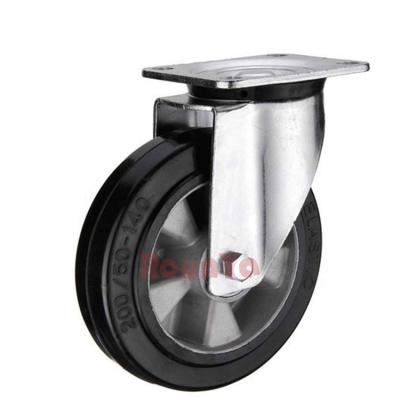 China Flat Free Swivel Flat Free European Aluminum Caster Rounya Style Core Elastic Rubber Heavy Duty Wheels for sale