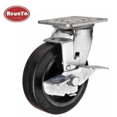 China For Industrial For Industrial Heavy Duty Swivel Braked Rubber Casters Wheels Trolley Cart 100 125 150 200 250mm for sale