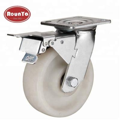 China For Industrial For Industrial Extra Heavy Duty White Nylon Wheel Caster With Double Lock Brake for sale