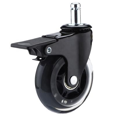 China Modern Modern Office Chair Wheels 2.5 Inch 3 Inch Replacement Rubber Casters Safe For All Floors Brake Black Color for sale