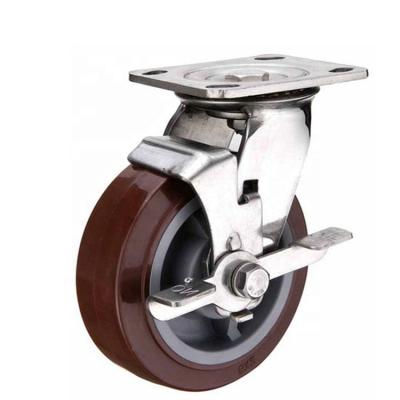 China PIVOT PIVOT Stainless Steel Swivel Caster With Locking Brake Polyurethane Wheel for sale