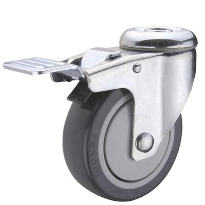 China PIVOT PIVOT Stainless Steel Polyurethane Swivel With Brake Bolt Hole Caster With 3