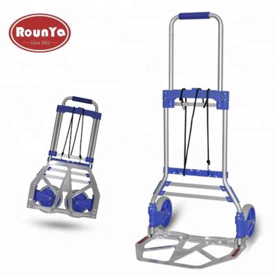 China Tools 220lbs Capacity Compact Folding Aluminum Hand Truck Trolley Luggage Cart for sale