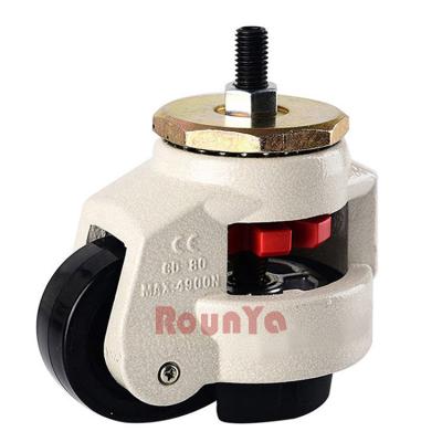 China PIVOT Adjustable Industrial Caster Retractable Machine Leveling Caster Threaded Rod Mounted With Nylon Caster Wheel for sale