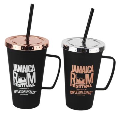 China Eco - Friendly Black Drink Tumbler With Handle Personalized Double Walled Insulated Mugs Coffee Mug for sale