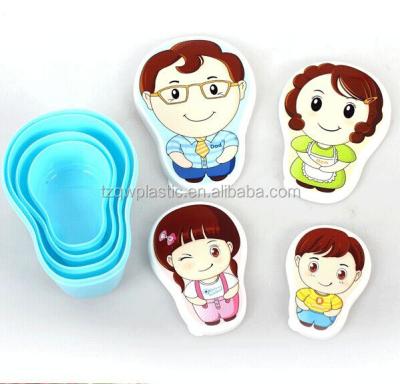 China Freshness Preservation 4pcs Happy Family Plastic Kids Food Bowl Sets For Family for sale