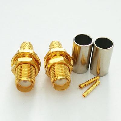 China RP Straight Crimp Jack Bulkhead RF SMA Female Connector For LMR195 RG58 RG142 Cable for sale