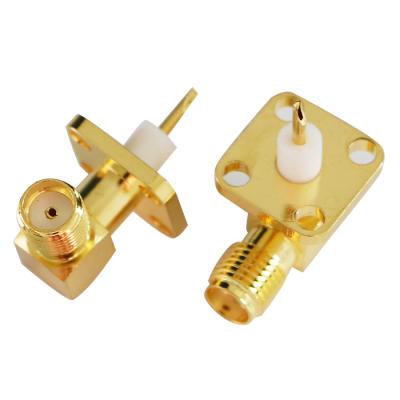 China RF Female RF Connector SMA Panel Connector Right Angle Mounting 4 Holes Flange Crimp for sale