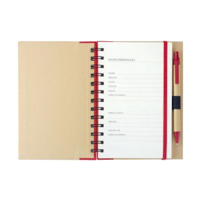 China Custom Hot Sales Stationary Set Logo Eco Spiral Notebook With Pen Recycled Kraft Cover Notebook for sale