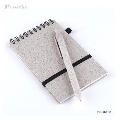 China Hardcover ECO Notebook Set Wheat Straw Cover Spiral Notebook with ECO Pen for sale