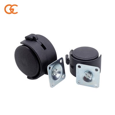 China Modern Easy To Fix Fitted With Brake Plastic Office Chair Caster Wheels Black Furniture Office Casters for sale