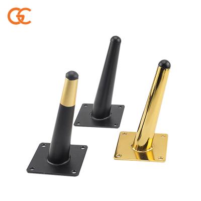 China Mid Century Modern Style Matte Black Sofa Leg Footings Furniture Hardware Straight Metal Sofa Legs for sale