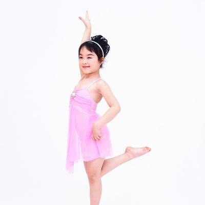 China Lyrical Modern Dance Costumes Children’S Sparkle Polyester Mesh Fabric Dress for sale