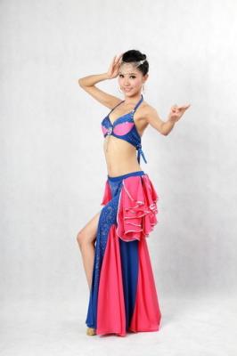 China 2 Tones Chiffon Belly Dancing Clothes Sexy Skirts With Slits On The Side for sale