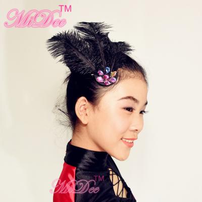 China Adorable Dance Wear Accessories Black Feather Headpiece for Stage Performance for sale