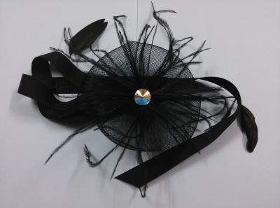 China Polyester Dramatic Mesh Black Feather Headpiece CNF022 For Dance Costume for sale