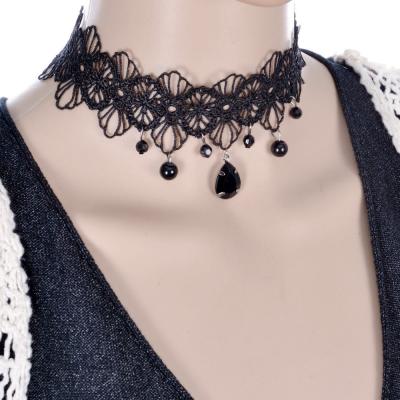 China Adorable Dance Wear Accessories Hollow Flower Choker Necklace With Rhinestone for sale