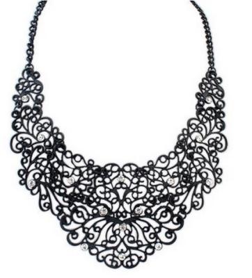 China Sparkle Dance Wear Accessories Black Hollow Crystal Collar Necklace for sale