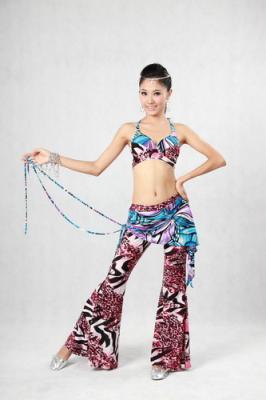 China Belly Dancing Clothes Erogenous Halter Bikini Top Leotard Bar With Flower Straps for sale