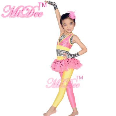 China Kids Dance Clothes Polka Dots Tutu Pants Sequin Dance Dress With Zebra Leotard Under for sale