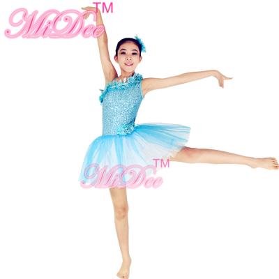 China Floral Diagonal Neckline Tutu Dress Ballet Dance Competition Costumes Dress for Children and Adults for sale