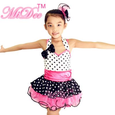 China Sweet Heart Neckling Tiered Layered Skirt Polka Dots Children'S Dance Costumes for sale