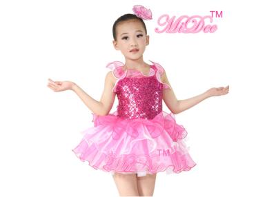 China Spandex / Polyester Ballet Dance Costumes Sequin Top Attached Wide Straps for sale