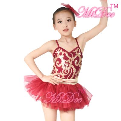 China Fancy Kids Dance Costumes Floral Sequin Dress Matching Tulle Tutu Skirt for sale