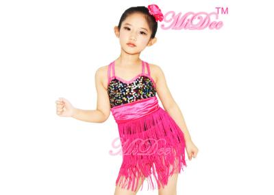 China MiDee Magenta Latin Dress Dance Costume With Fringe For Girls for sale