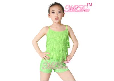 China Girl'S Latin Dance Costumes Outfits 2 Pieces Camisole Tassels Sequin Top for sale