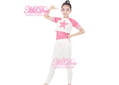 China MiDee Girl White Dance Outfits Spandex Hip Hop Dance Dress Gym Suit for sale