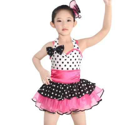 China Polka Dots Kids Dance Clothes Multicolor Ballet Spandex Dance Dress for sale