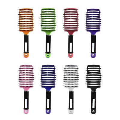 China Compact Women's Hairdressing Scalp Massage Comb Bristle Hair Brush Loop Comb Nylon Hairdresser Brush Suitable For Salon Hairdressing Tools for sale