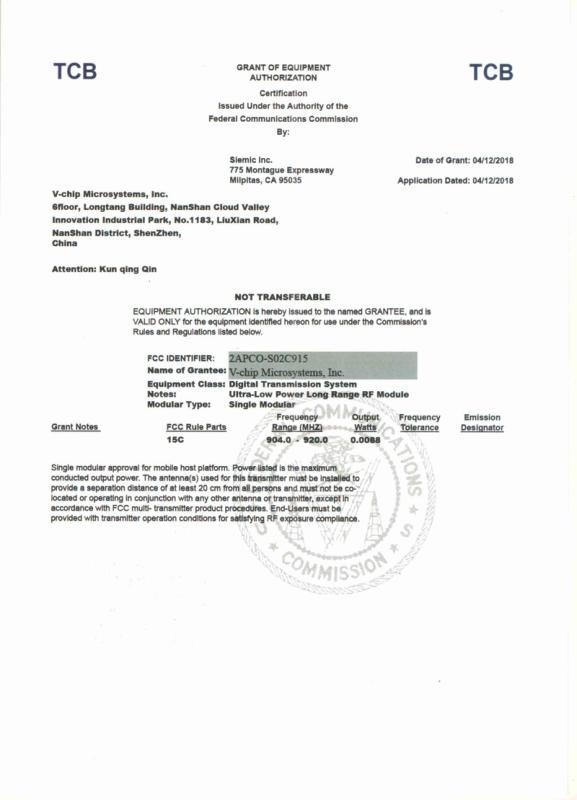 FCC - V-Chip Microsystems Inc.