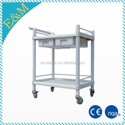 China Easy Move Trolley Hospital 2 Tier Stainless Steel Hospital Infusion Service Table, Instrument Table, Medical Dressing Table for sale