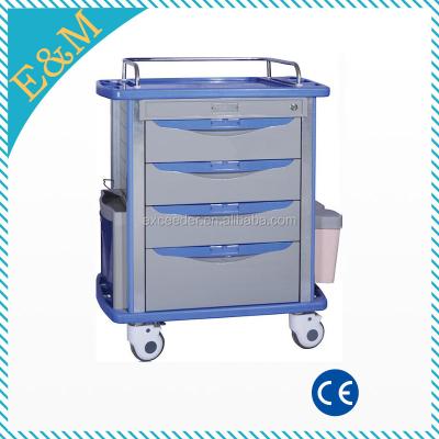 China Easy Luxurious Double Side Plastic Drug Medicine Trolley Plastic Medicine Trolley Mobile Medicine Trolley Tray Medicine Trolley Trolley for sale