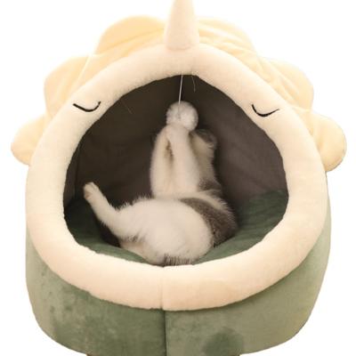 China Wholesale Luxury Washable Pet Windproof Cat Felt Cave Bed Plush Washable Indoor Home Cat Bed for sale