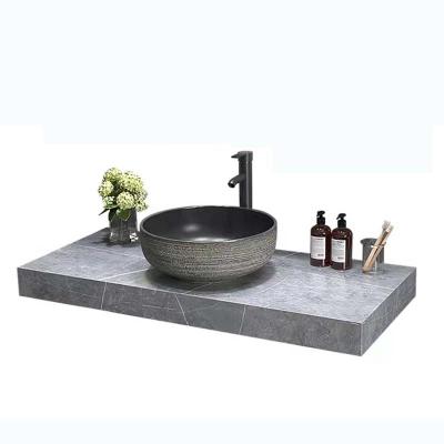 China Hidden Tank Rock Beam Wall Hung Vanity Bathroom Cabinet Sink for sale