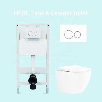 China Concealed Cistern Wall Hung Bathroom Space Saving Toilet Easy-Cleaning Design Ceramic Rimless Wall Hung Toilet for sale