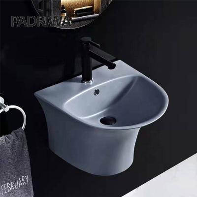 China Hidden Cistern White Bathroom Ceramic Rectangular Wall Hung Basin With CE RoHS for sale