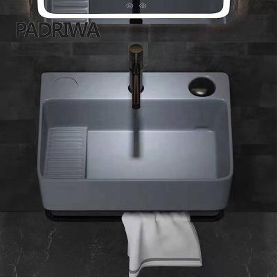 China Modern Hot Water Fine Wall Hung Basin Art Basin Cold Water Drop Step Black Gold Copper Sink for sale